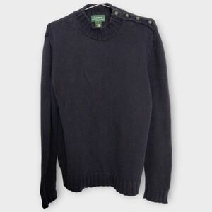 Lauren Ralph Lauren Womens Sweater Sz Large Navy Cotton Nautical Coastal‎ Preppy